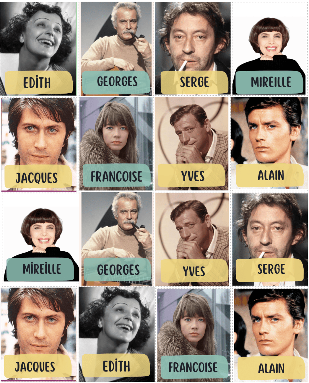 Mémory des chanteurs