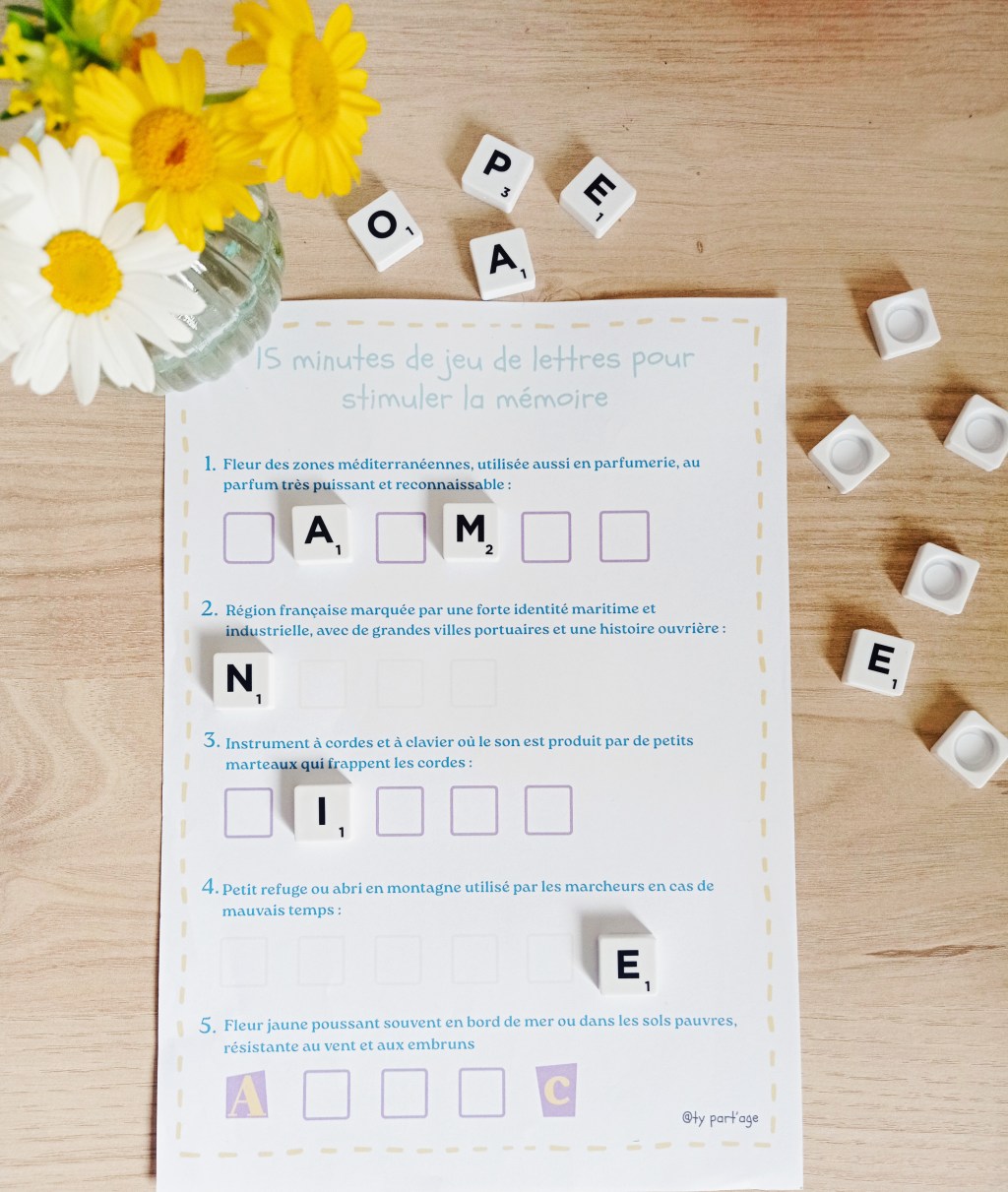 15 minutes de jeu de lettres adapté aux seniors